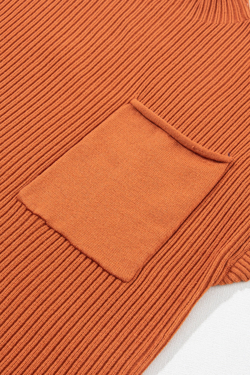 Mineral Red Patch Pocket Ribbed Knit Short Sleeve Sweater - Knit Tops