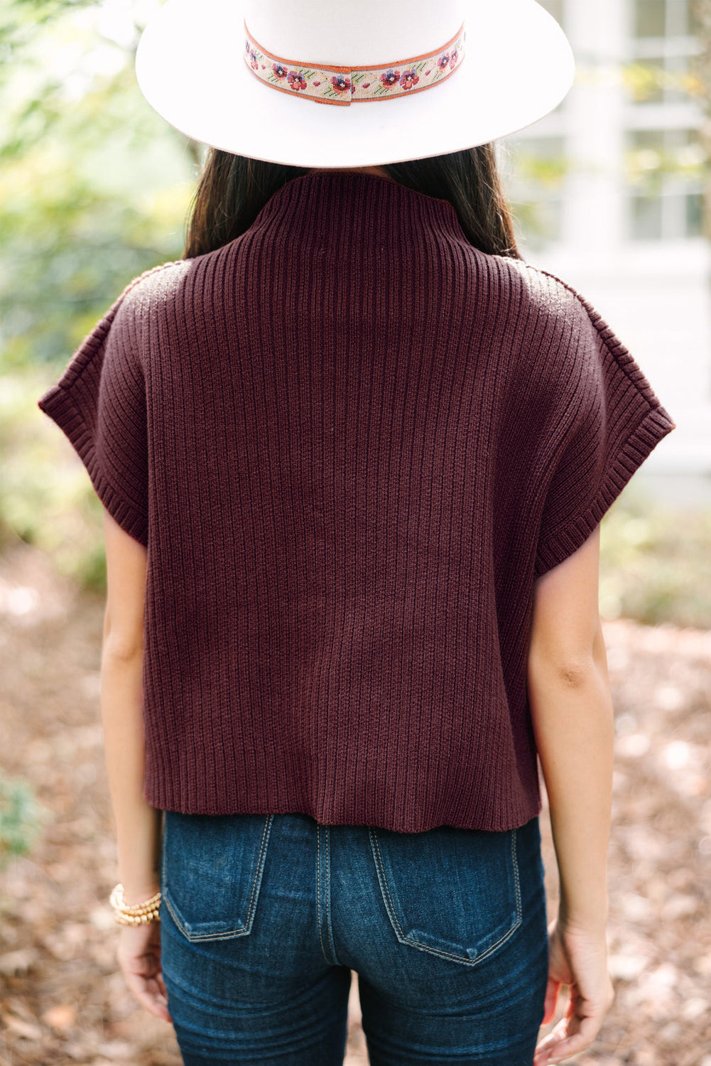 Mineral Red Patch Pocket Ribbed Knit Short Sleeve Sweater - Knit Tops