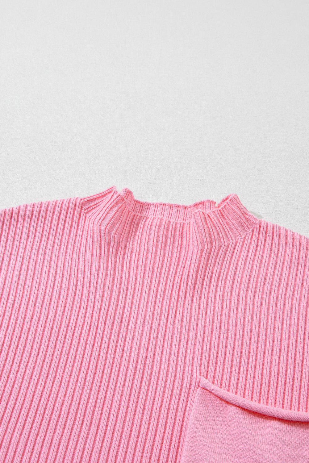 Mineral Red Patch Pocket Ribbed Knit Short Sleeve Sweater - Knit Tops