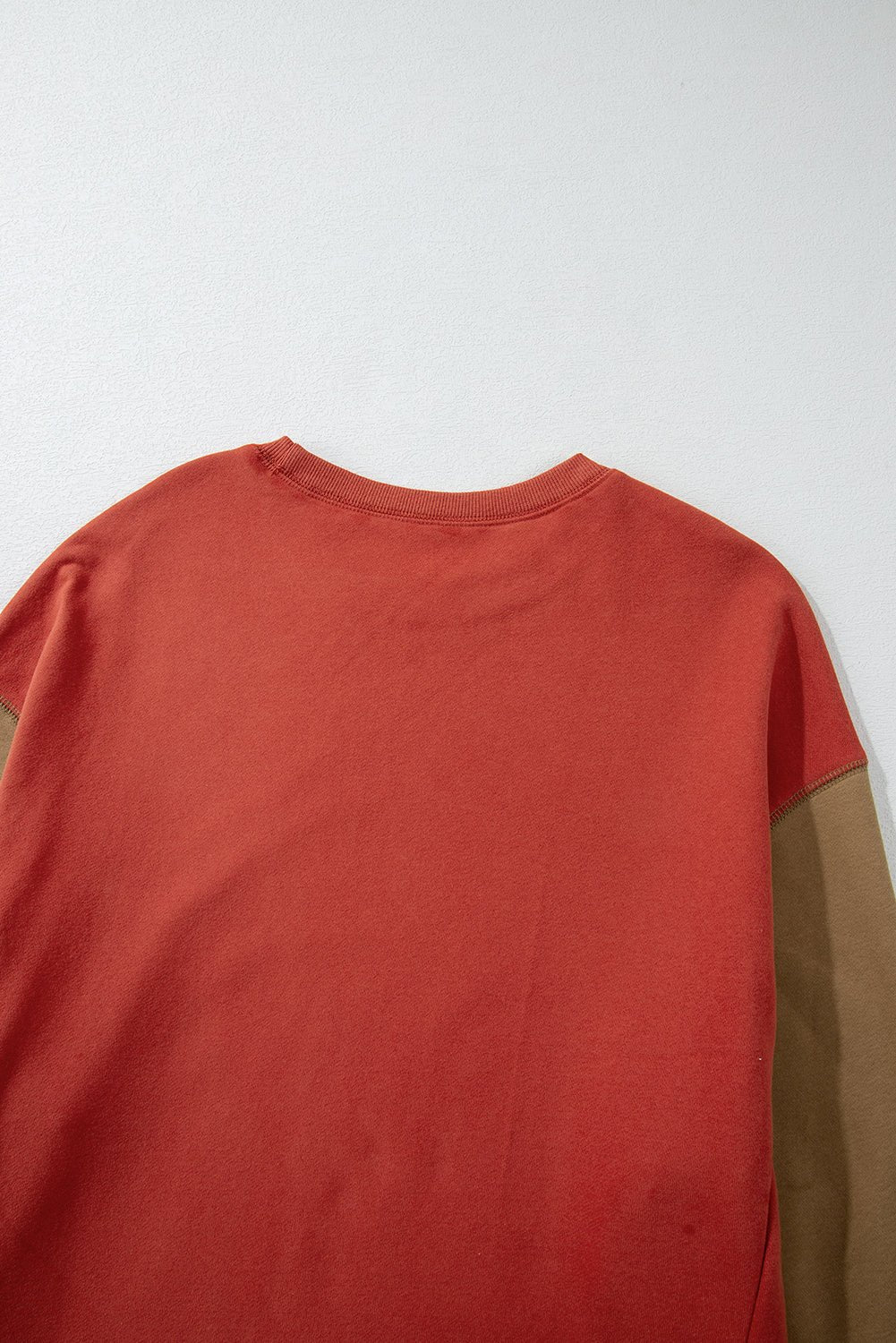 Mineral Red Two Tone Patchwork Drop Shoulder Pullover Sweatshirt - MAD RUFFI