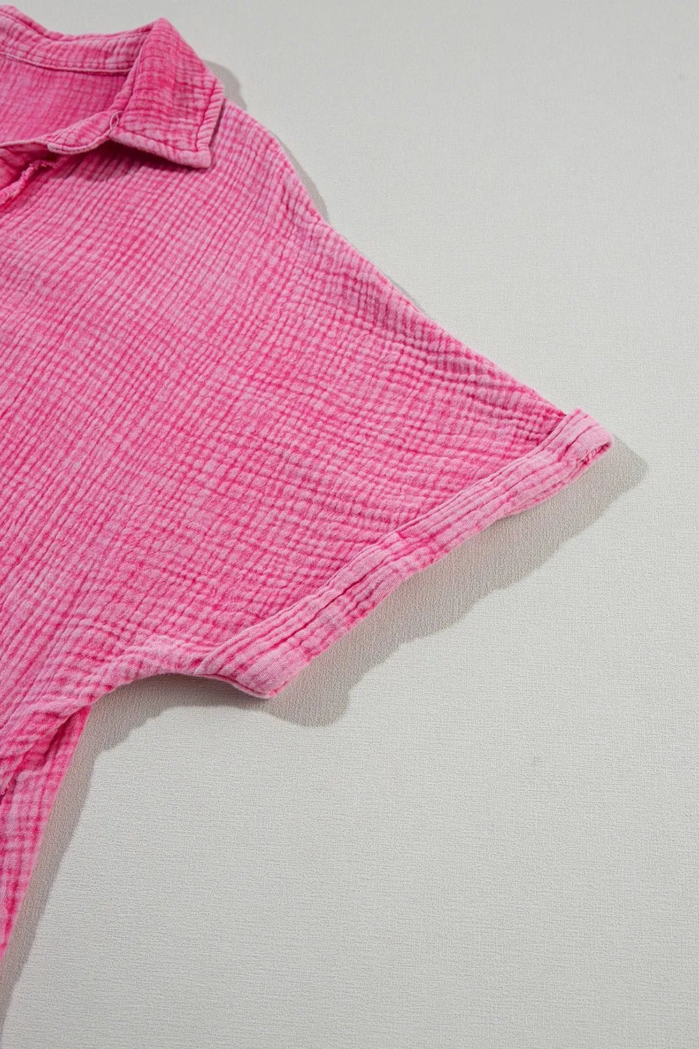 Mineral Wash Crinkle Split Neck Raw Hem Tiered Dress - MAD RUFFI