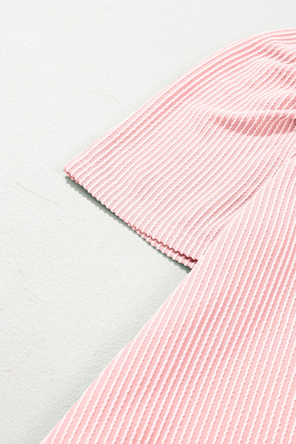 Mint Green Corded Crew Neck Puff Sleeve Mini Dress - MAD RUFFI