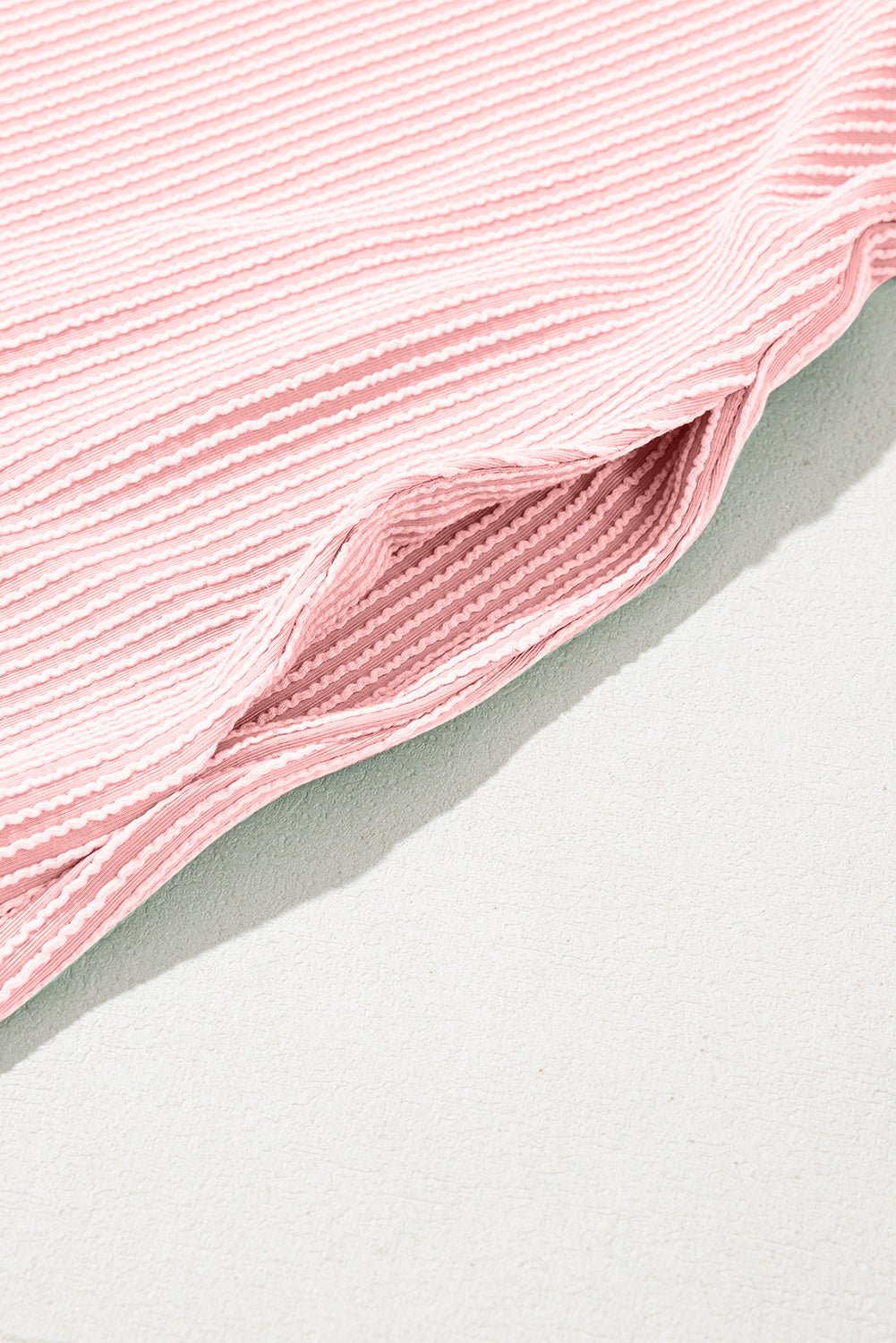 Mint Green Corded Crew Neck Puff Sleeve Mini Dress - MAD RUFFI