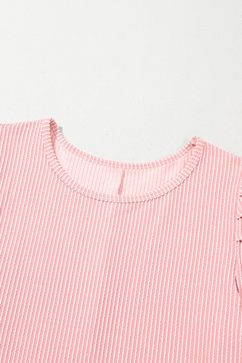 Mint Green Corded Crew Neck Puff Sleeve Mini Dress - MAD RUFFI