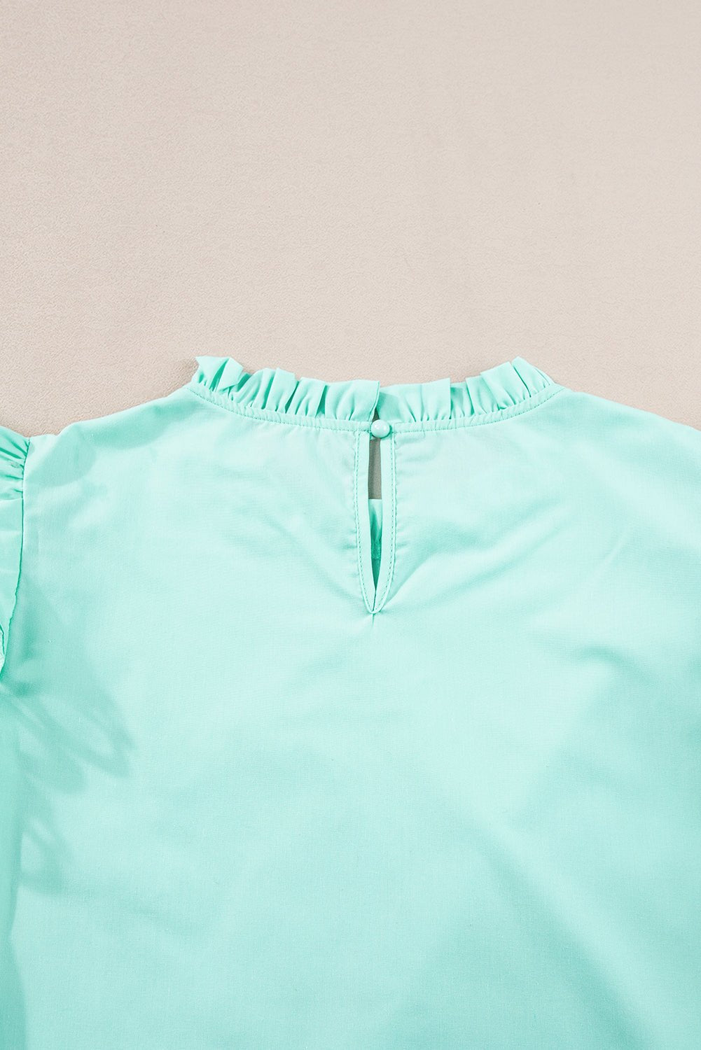 Mint Green Layered Ric Rac Cap Sleeve Filled Neck Blouse - MAD RUFFI