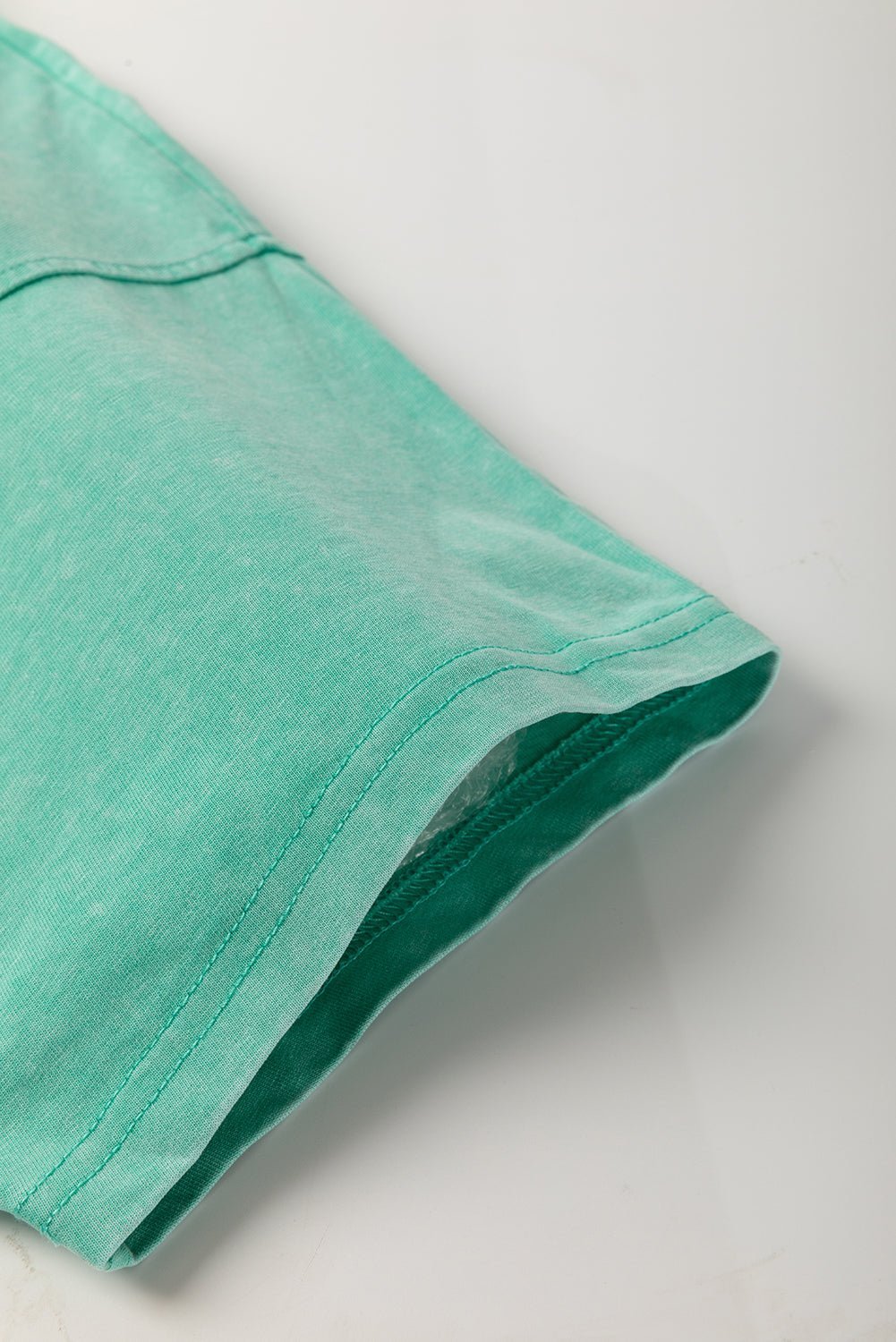 Mint Green Mineral Wash Flower Patchwork Mini T Shirt Dress - MAD RUFFI