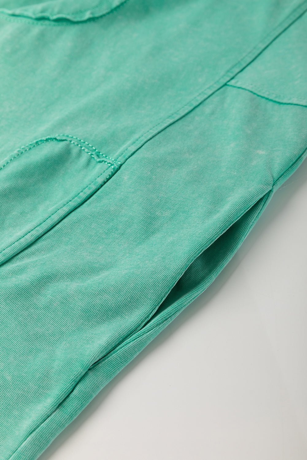 Mint Green Mineral Wash Flower Patchwork Mini T Shirt Dress - MAD RUFFI