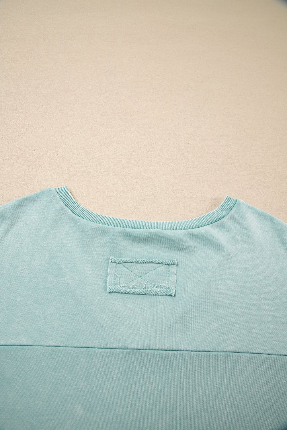 Mist Blue Mineral Wash Exposed Seam Buttoned V Neck Pullover Top - MAD RUFFI