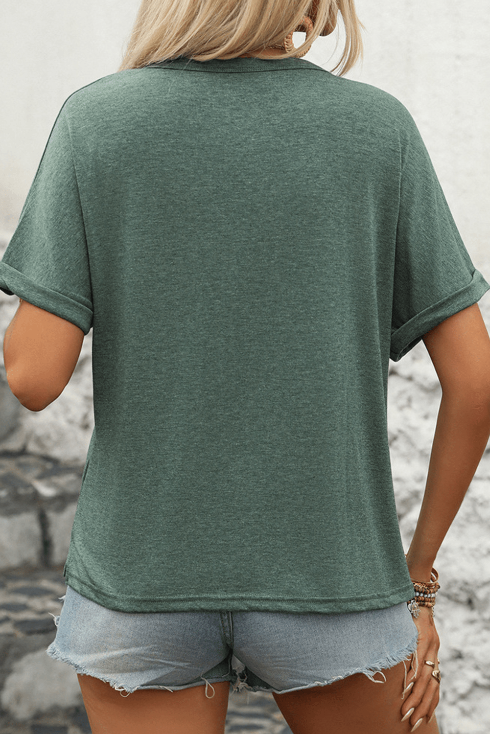 Mist Green Half Button Chest Pocket T Shirt - MAD RUFFI