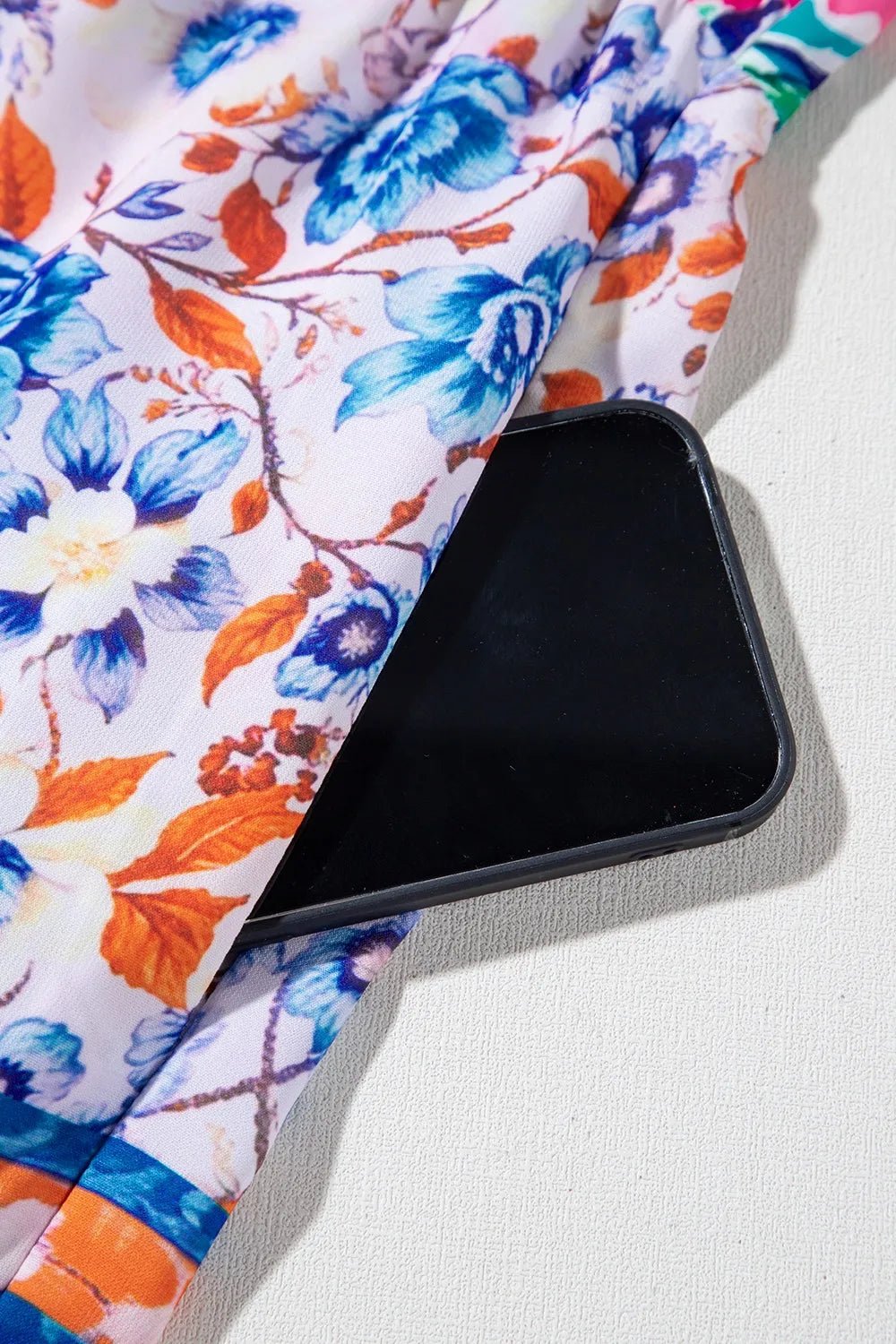 Mixed Floral Print Tie Neck Short Sleeve Dress - MAD RUFFI