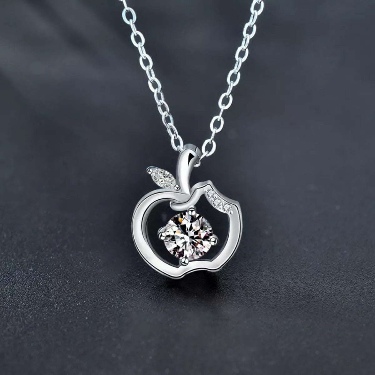 Moissanite 925 Sterling Silver Apple Pendant Necklace - MAD RUFFI