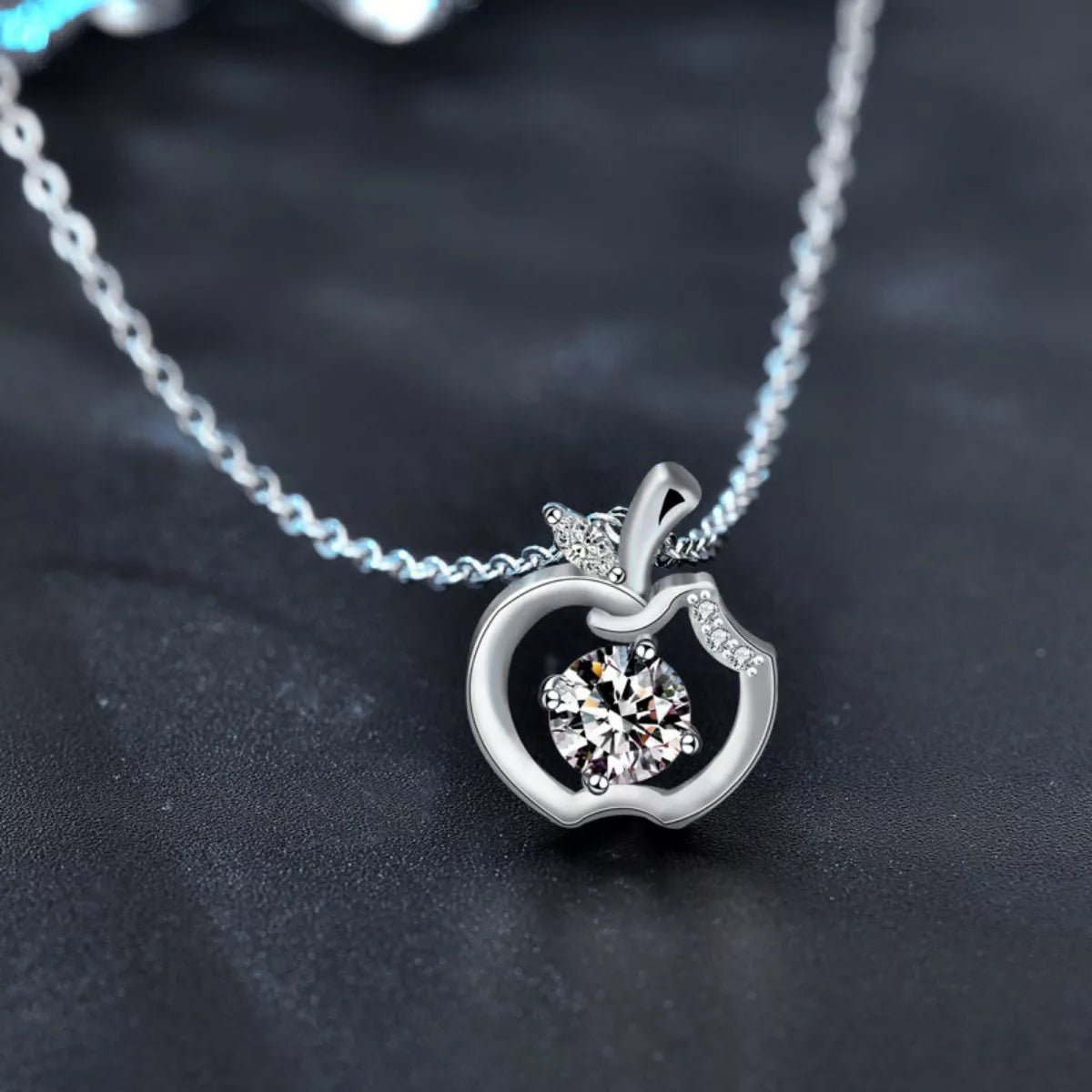 Moissanite 925 Sterling Silver Apple Pendant Necklace - MAD RUFFI