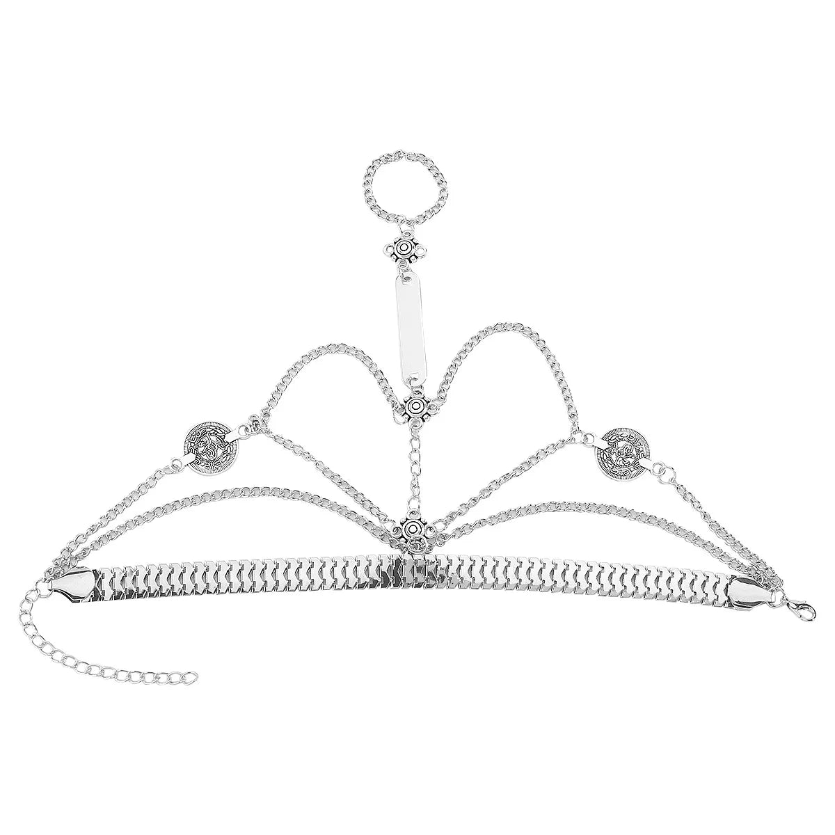 Multi Layered Chain Bracelet with Finger Ring - MAD RUFFI