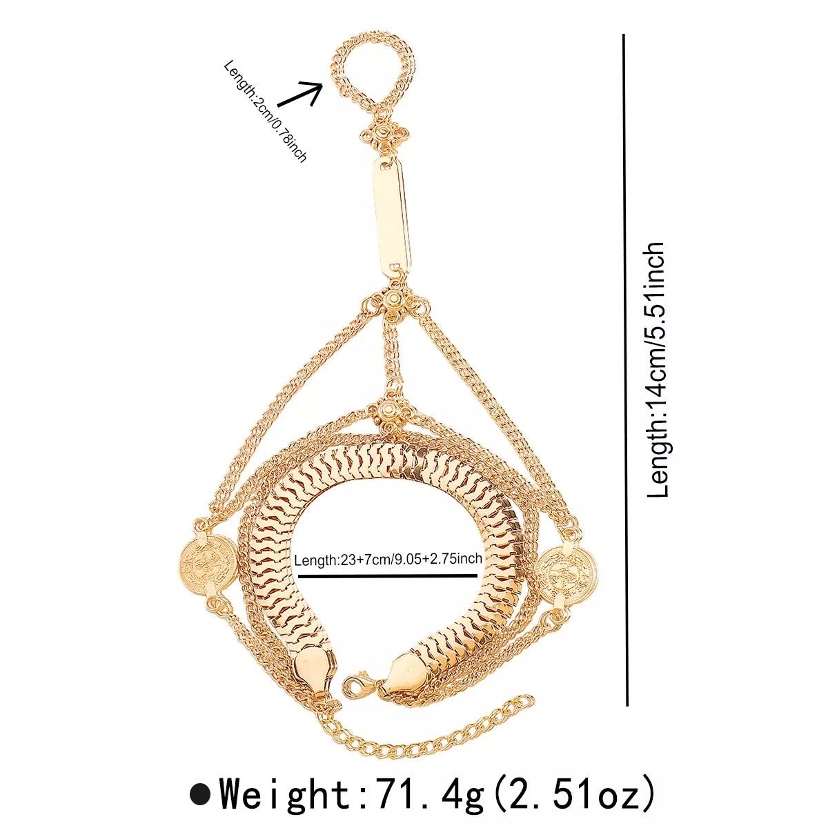 Multi Layered Chain Bracelet with Finger Ring - MAD RUFFI