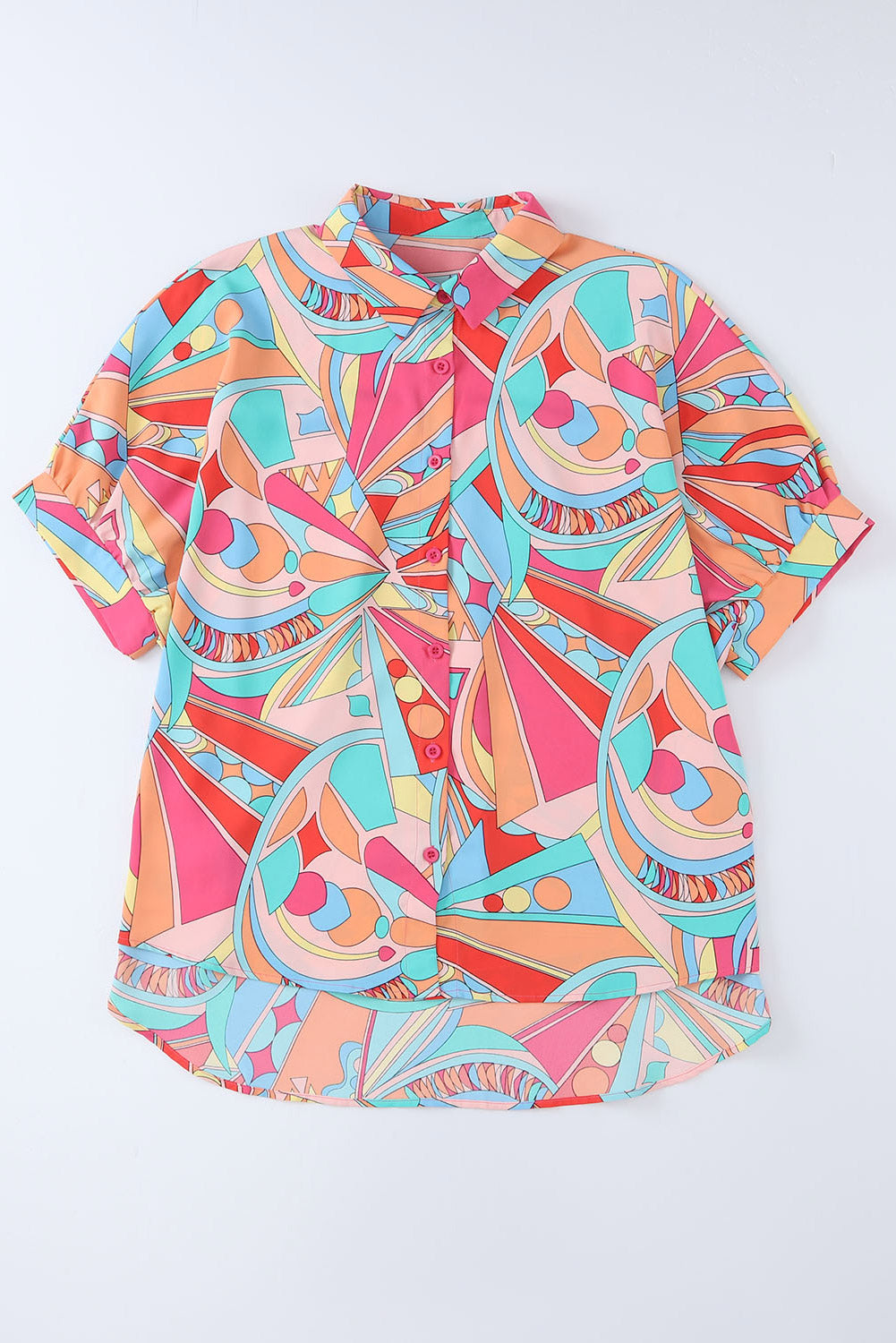 Multicolor Abstract Print Half Batwing Sleeve Loose Blouse - MAD RUFFI