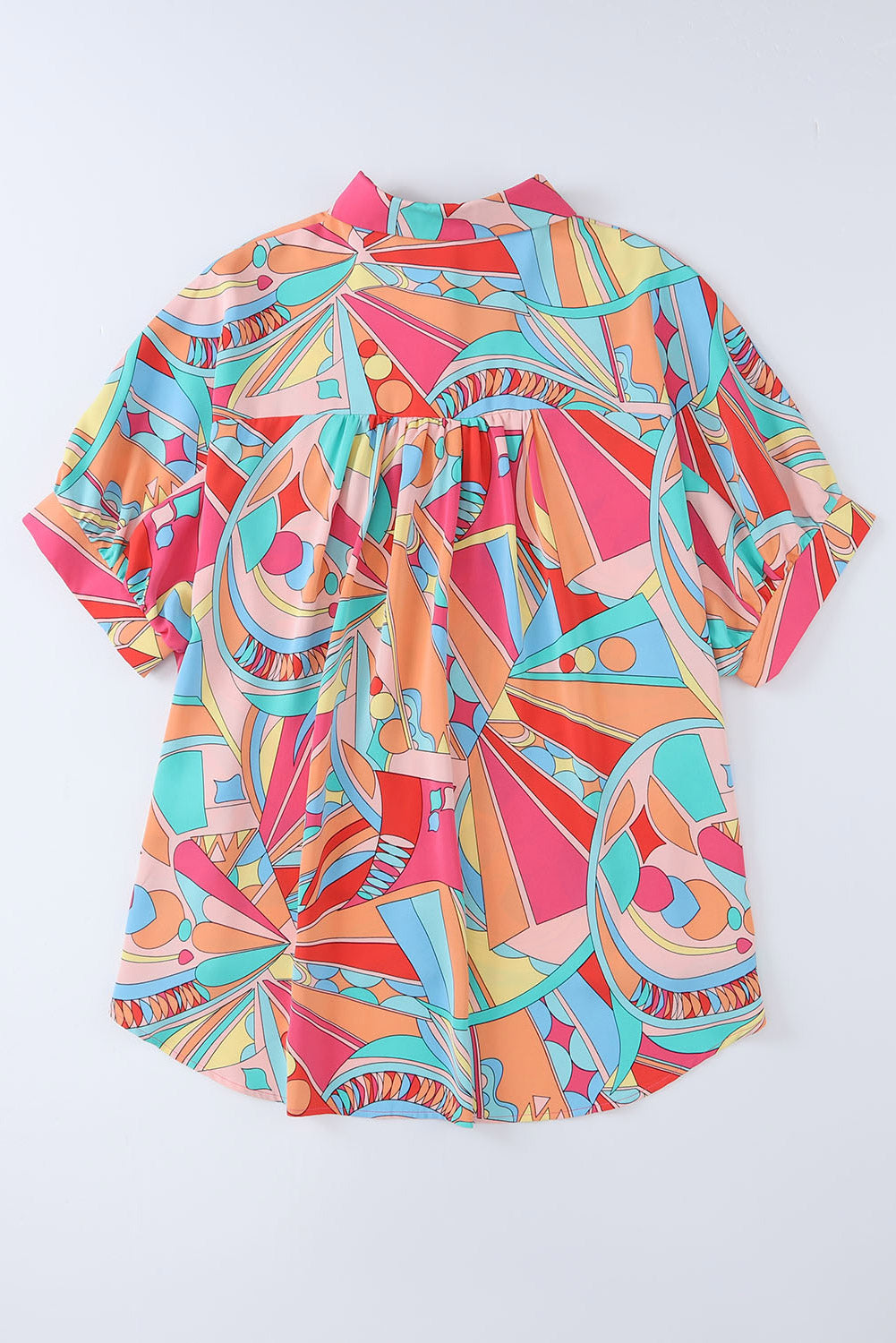 Multicolor Abstract Print Half Batwing Sleeve Loose Blouse - MAD RUFFI