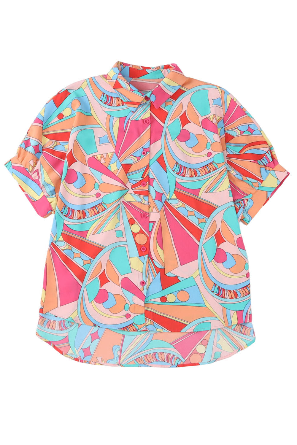 Multicolor Abstract Print Half Batwing Sleeve Loose Blouse - MAD RUFFI