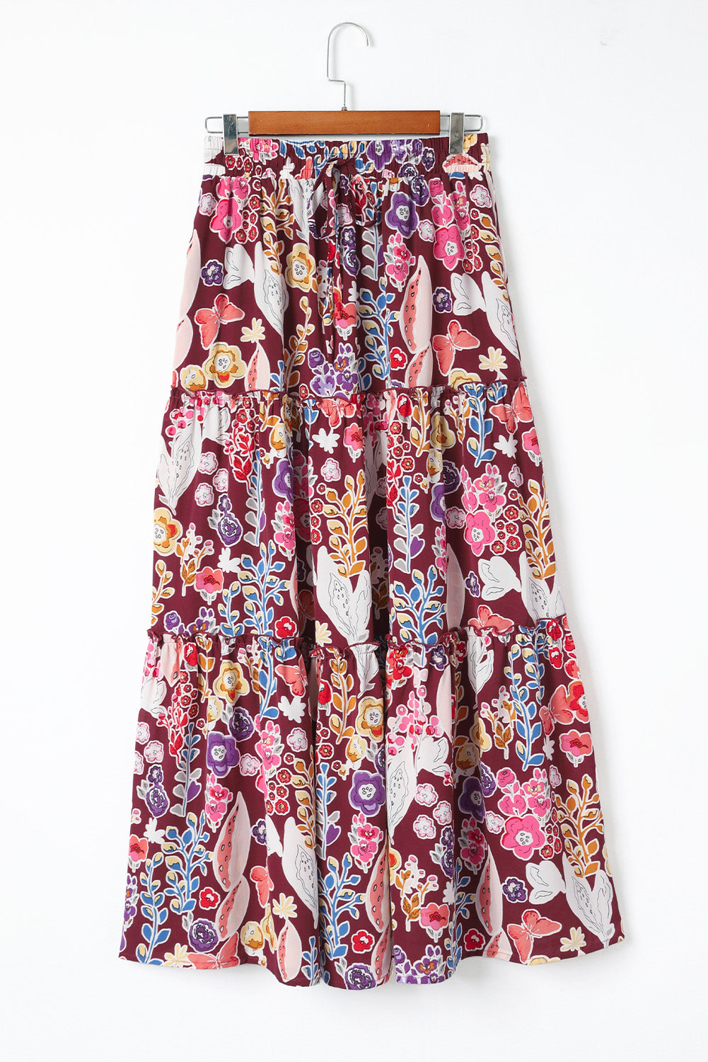 Multicolor Boho Floral Print High Waist Maxi Skirt - MAD RUFFI