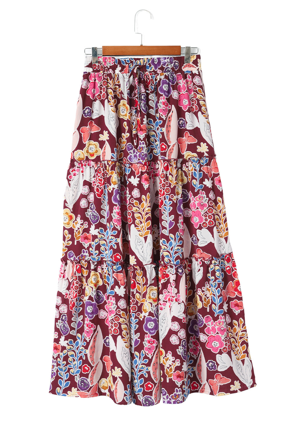 Multicolor Boho Floral Print High Waist Maxi Skirt - MAD RUFFI