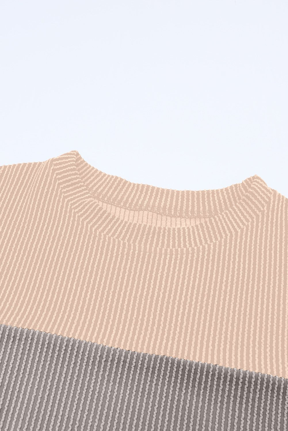 Multicolor Colorblock Ribbed Loose Long Sleeve Top - MAD RUFFI