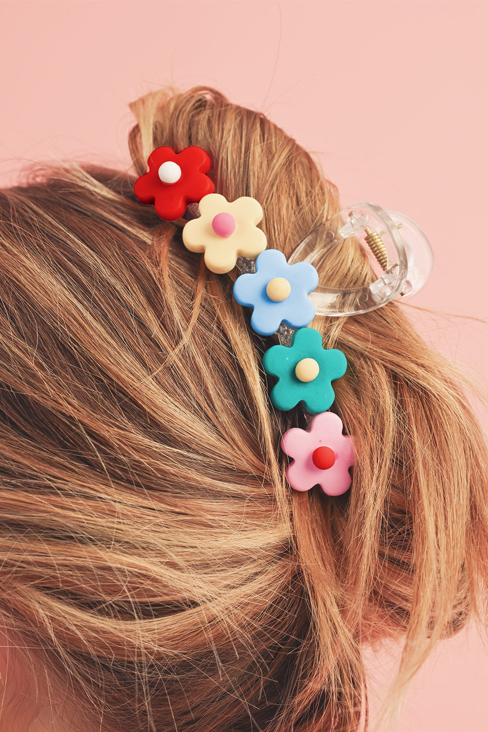 Multicolour 60s Flowers Cute Plastic Hair Claw - MAD RUFFI