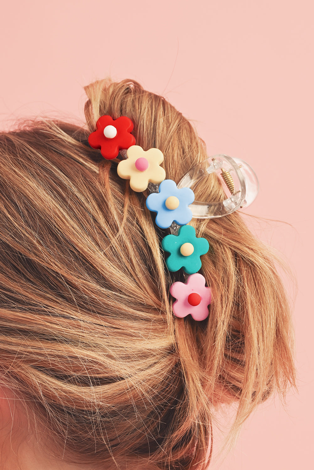 Multicolour 60s Flowers Cute Plastic Hair Claw - MAD RUFFI