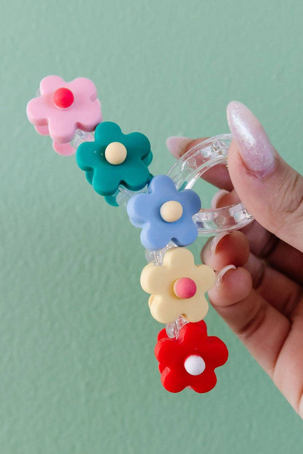 Multicolour 60s Flowers Cute Plastic Hair Claw - MAD RUFFI