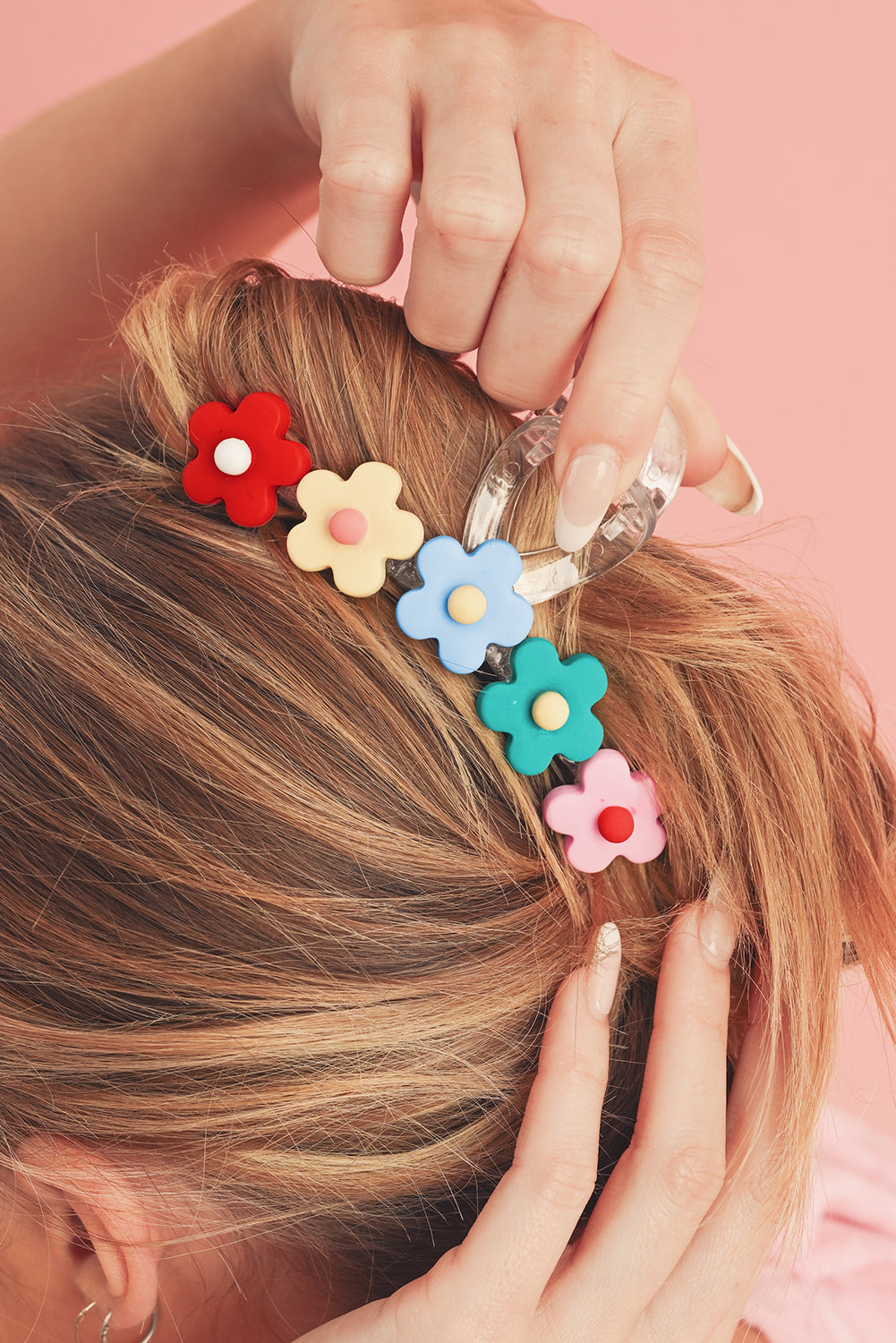 Multicolour 60s Flowers Cute Plastic Hair Claw - MAD RUFFI