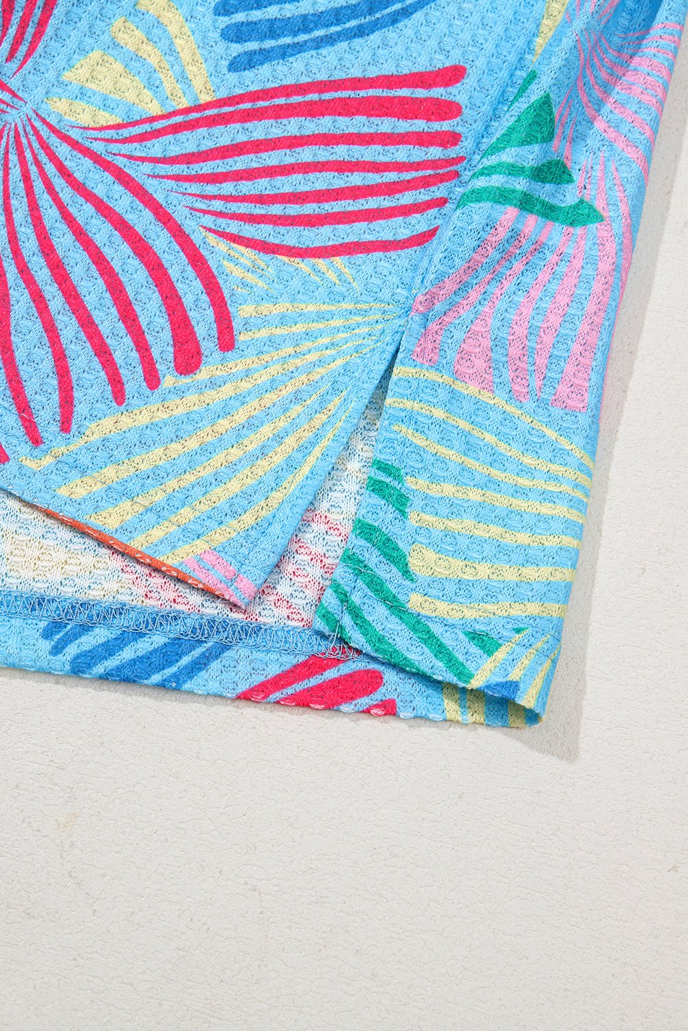 Multicolour Bowknot Print Waffle Loose Tee - MAD RUFFI