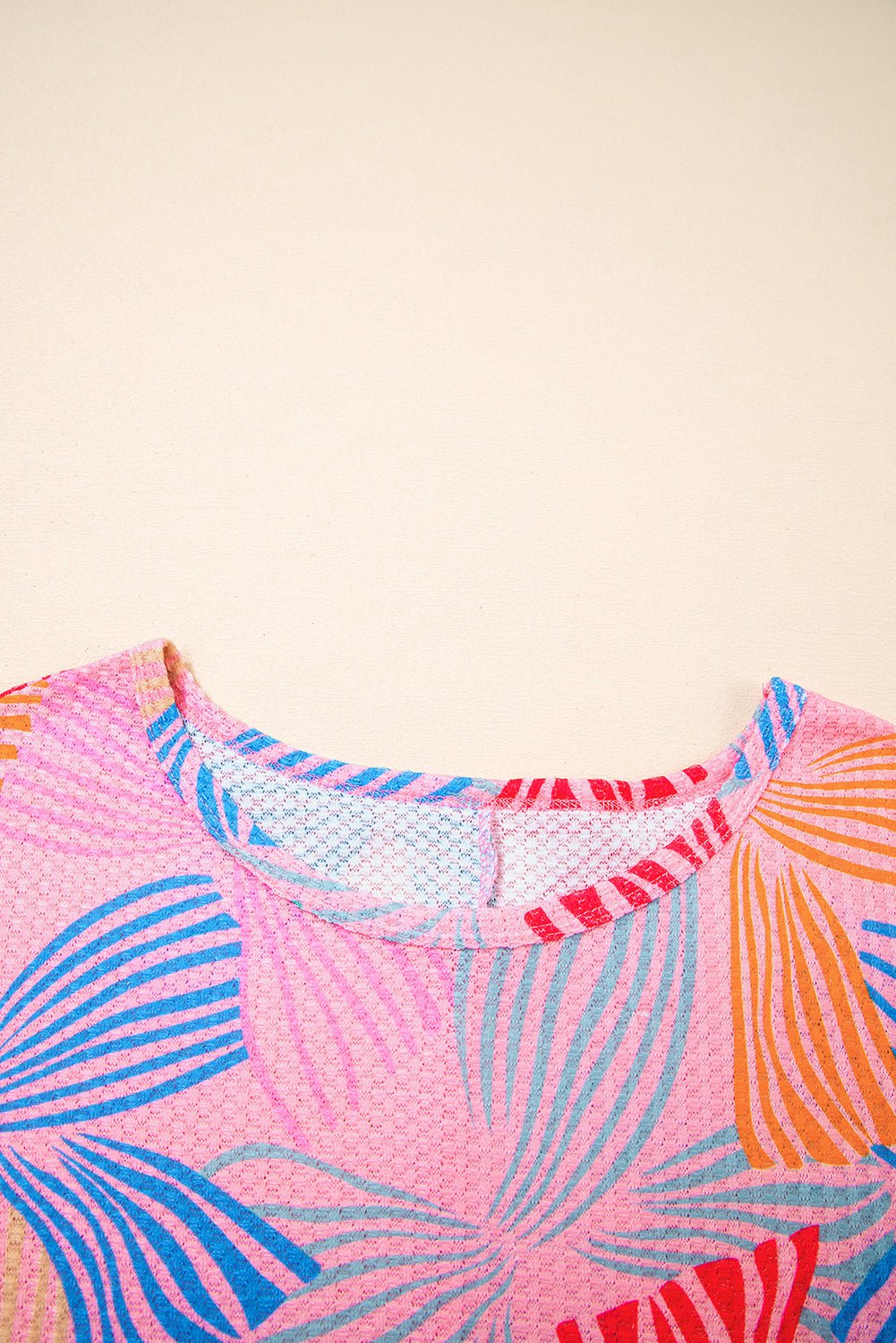 Multicolour Bowknot Print Waffle Loose Tee - MAD RUFFI