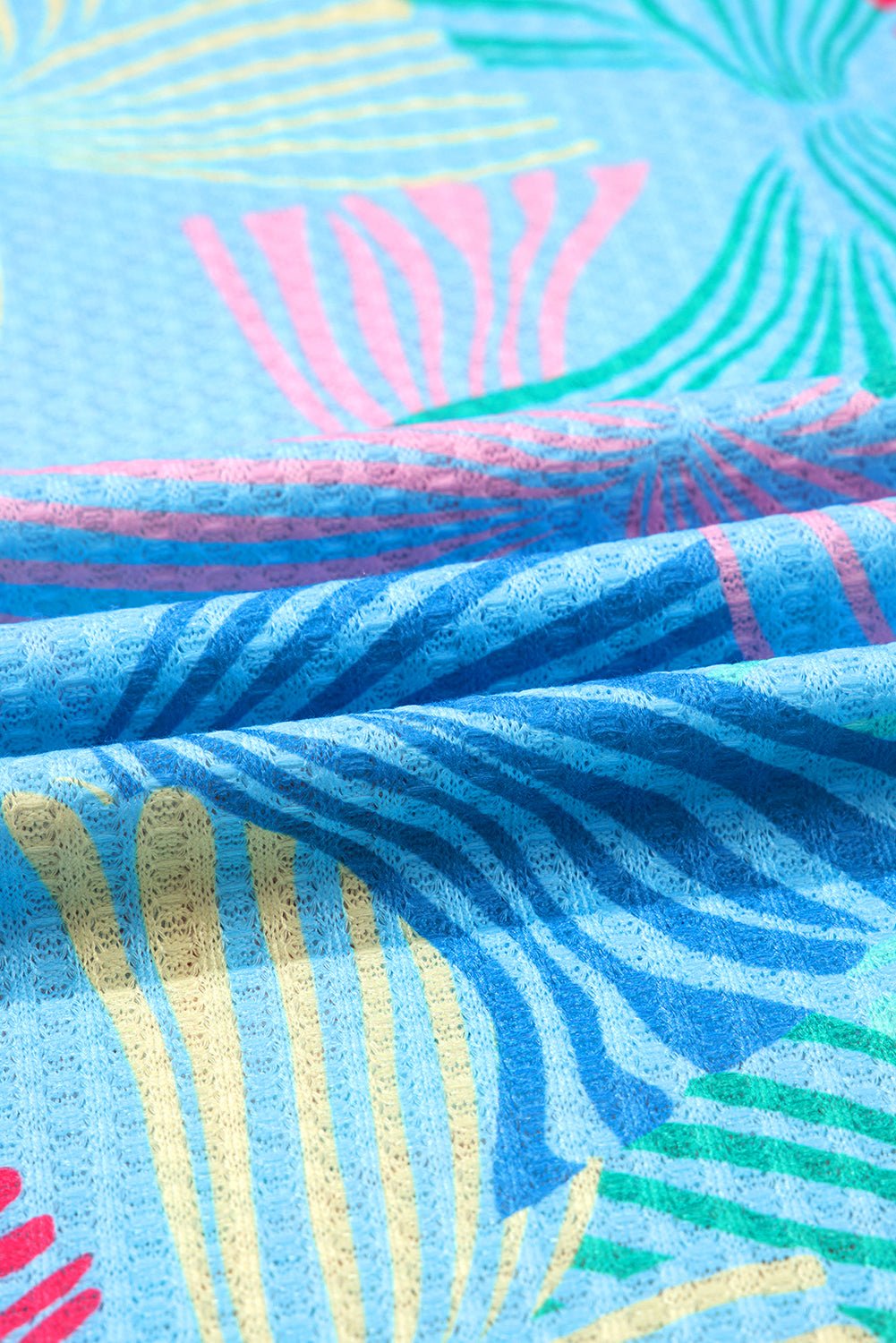 Multicolour Bowknot Print Waffle Loose Tee - MAD RUFFI