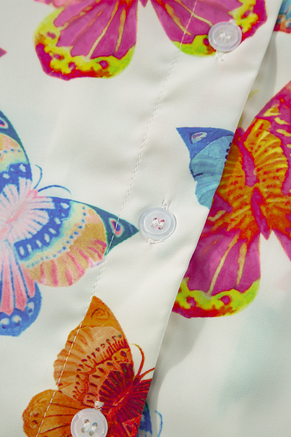 Multicolour Butterfly Print Button-up Shirt & Shorts Pajama Set - MAD RUFFI