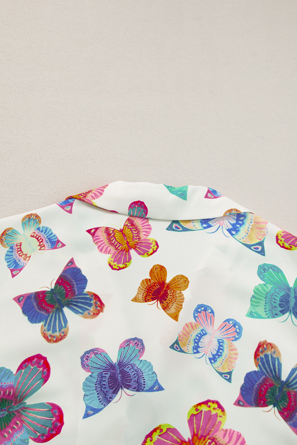 Multicolour Butterfly Print Button-up Shirt & Shorts Pajama Set - MAD RUFFI