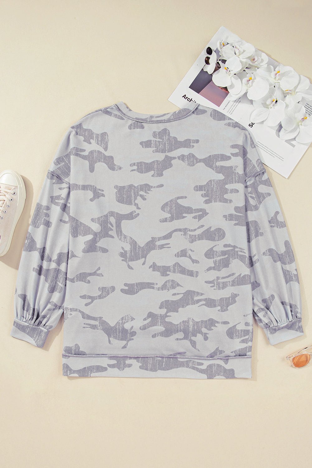 Multicolour Camouflage Print Round Neck Plus Size Sweatshirt - MAD RUFFI