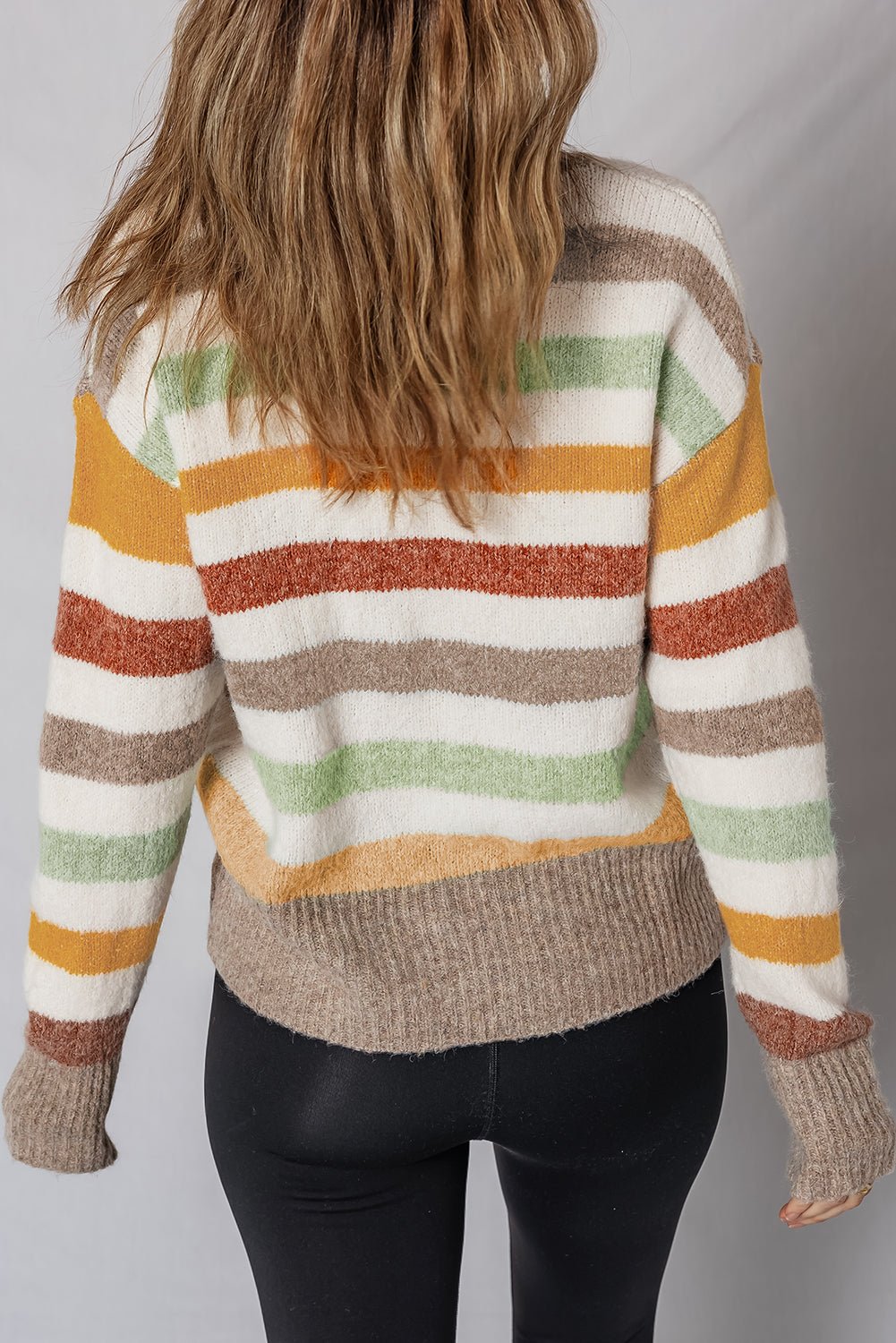 Multicolour Colorblock Drop Shoulder Crew Neck Sweater - MAD RUFFI
