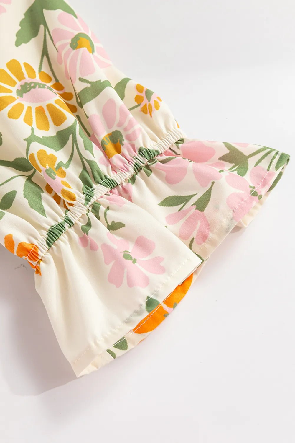 Multicolour Crochet V Neck Half Sleeve Boho Floral Blouse - MAD RUFFI