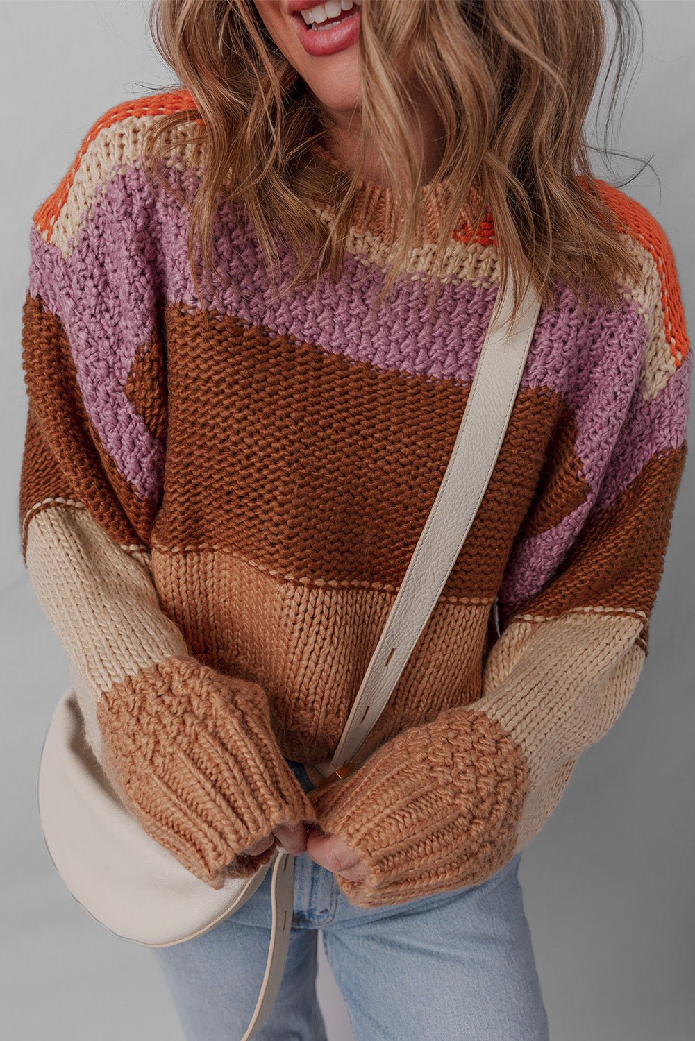 Multicolour Cropped Colorblock Knitted Sweater - MAD RUFFI