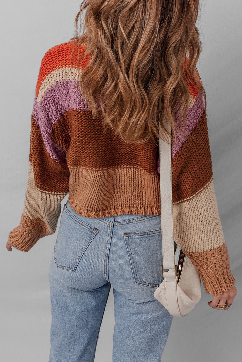 Multicolour Cropped Colorblock Knitted Sweater - MAD RUFFI