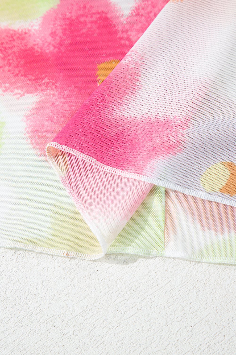 Multicolour Floral Lettuce Trim Cropped Mesh Top - MAD RUFFI