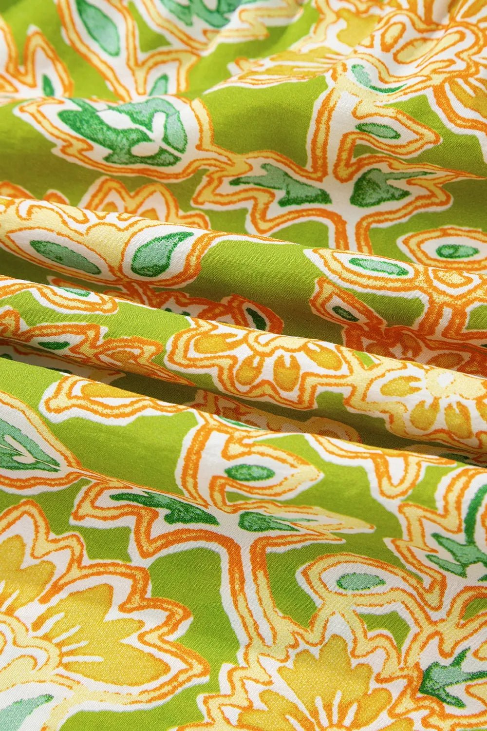 Multicolour Printed Contrast Bubble Sleeve Patchwork Blouse - MAD RUFFI