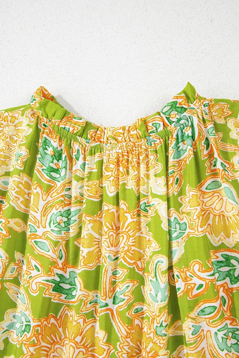 Multicolour Printed Contrast Bubble Sleeve Patchwork Blouse - MAD RUFFI