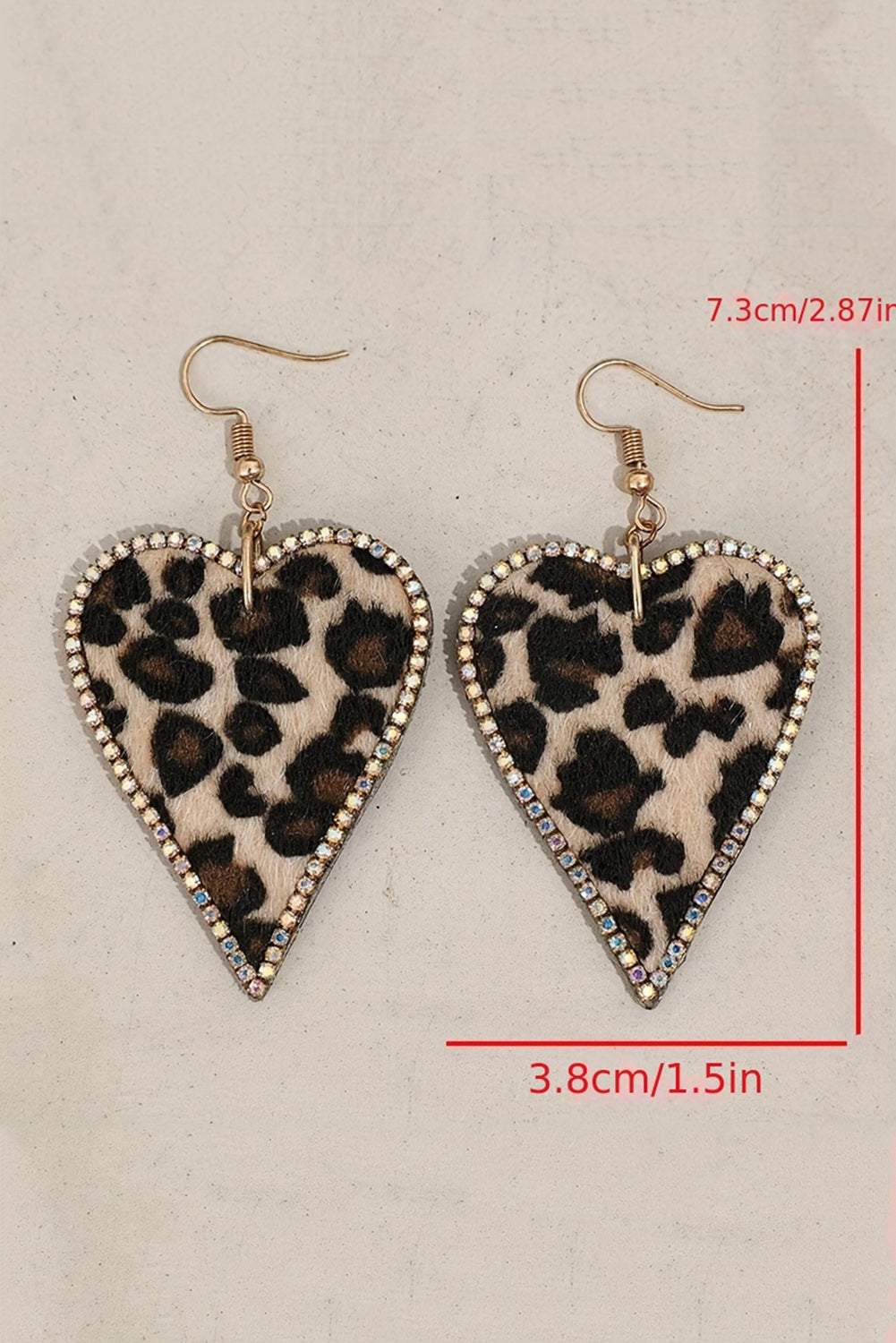 Multicolour Rhinestone Edge Leopard Print Heart Shape Earrings - MAD RUFFI