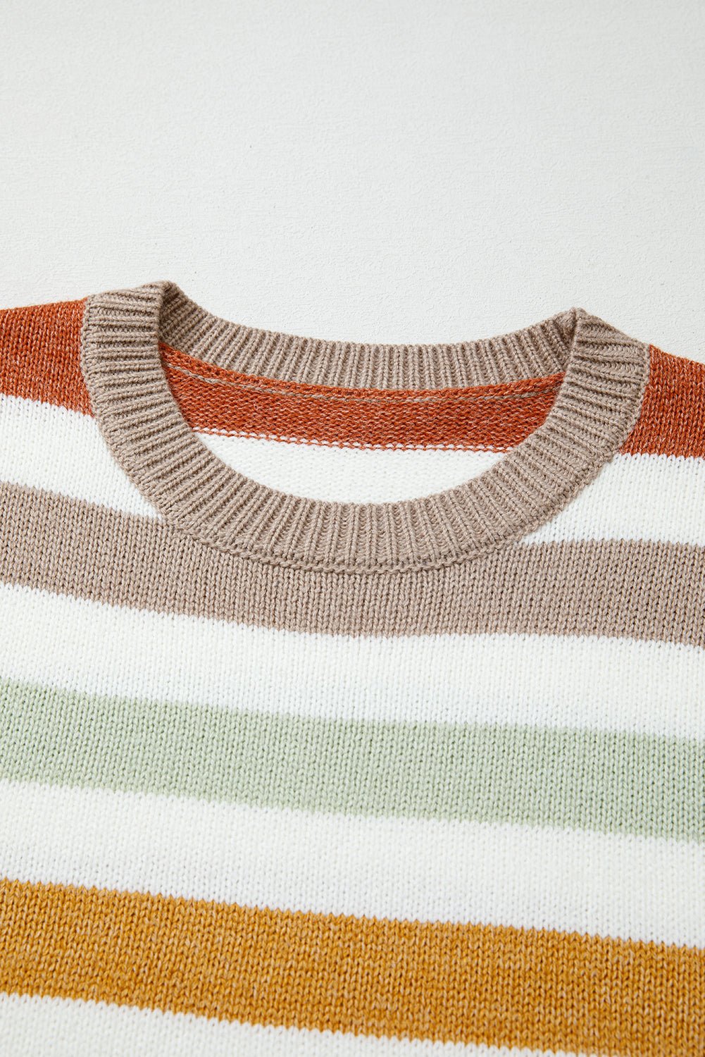 Multicolour Striped Colorblock Drop Shoulder Plus Size Sweater - MAD RUFFI