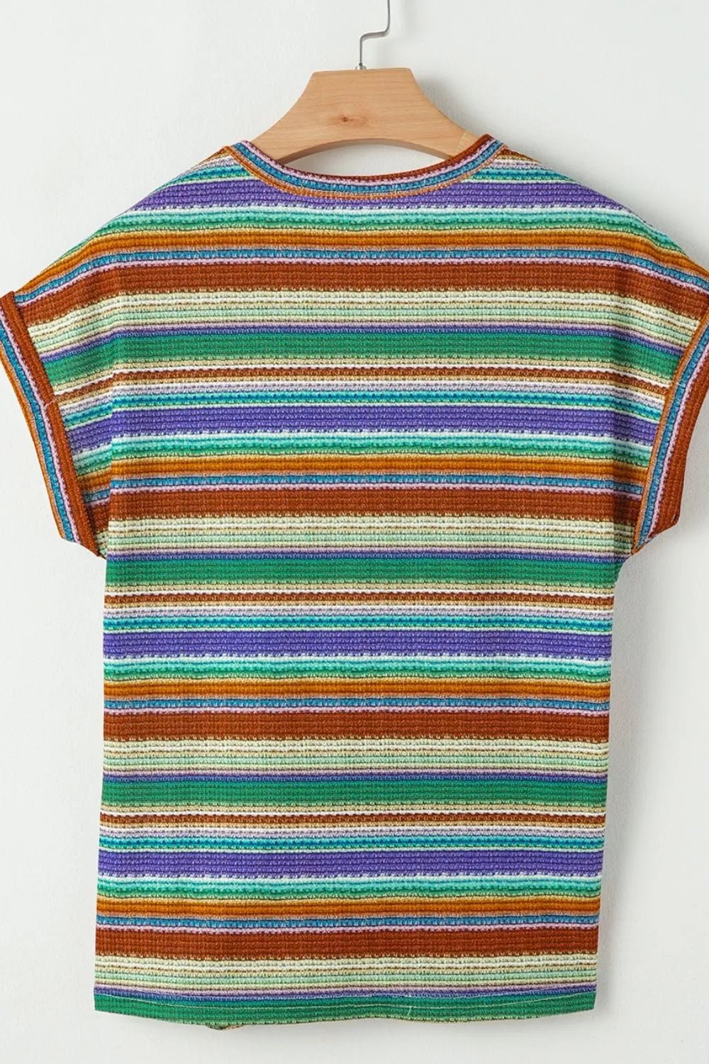 Multicolour Striped Twist Hem Cap Sleeve Top - MAD RUFFI