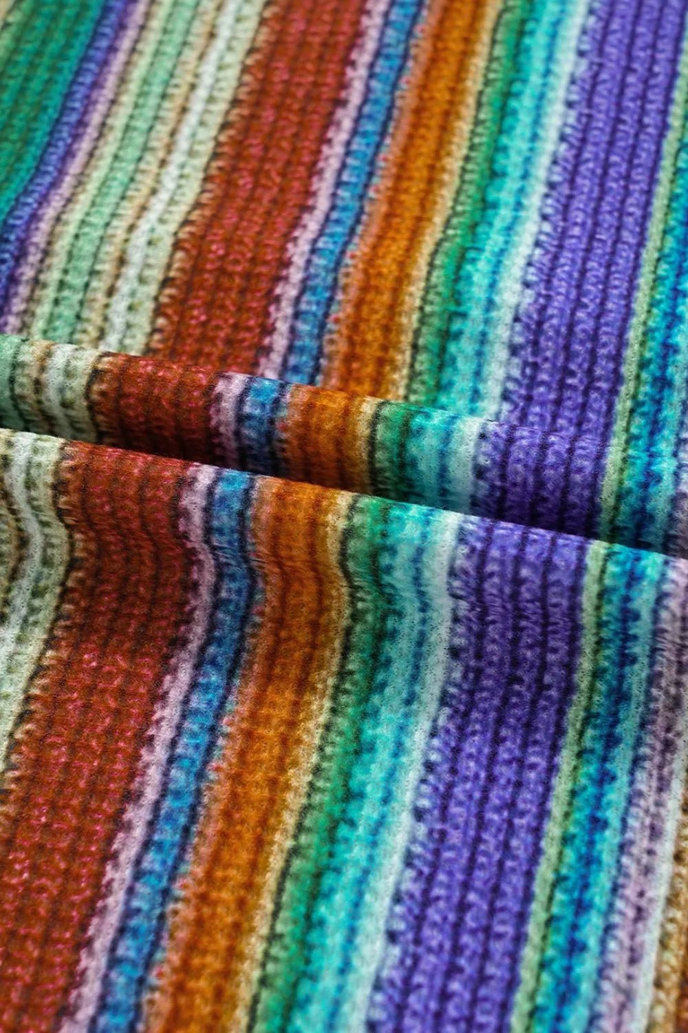 Multicolour Striped Twist Hem Cap Sleeve Top - MAD RUFFI