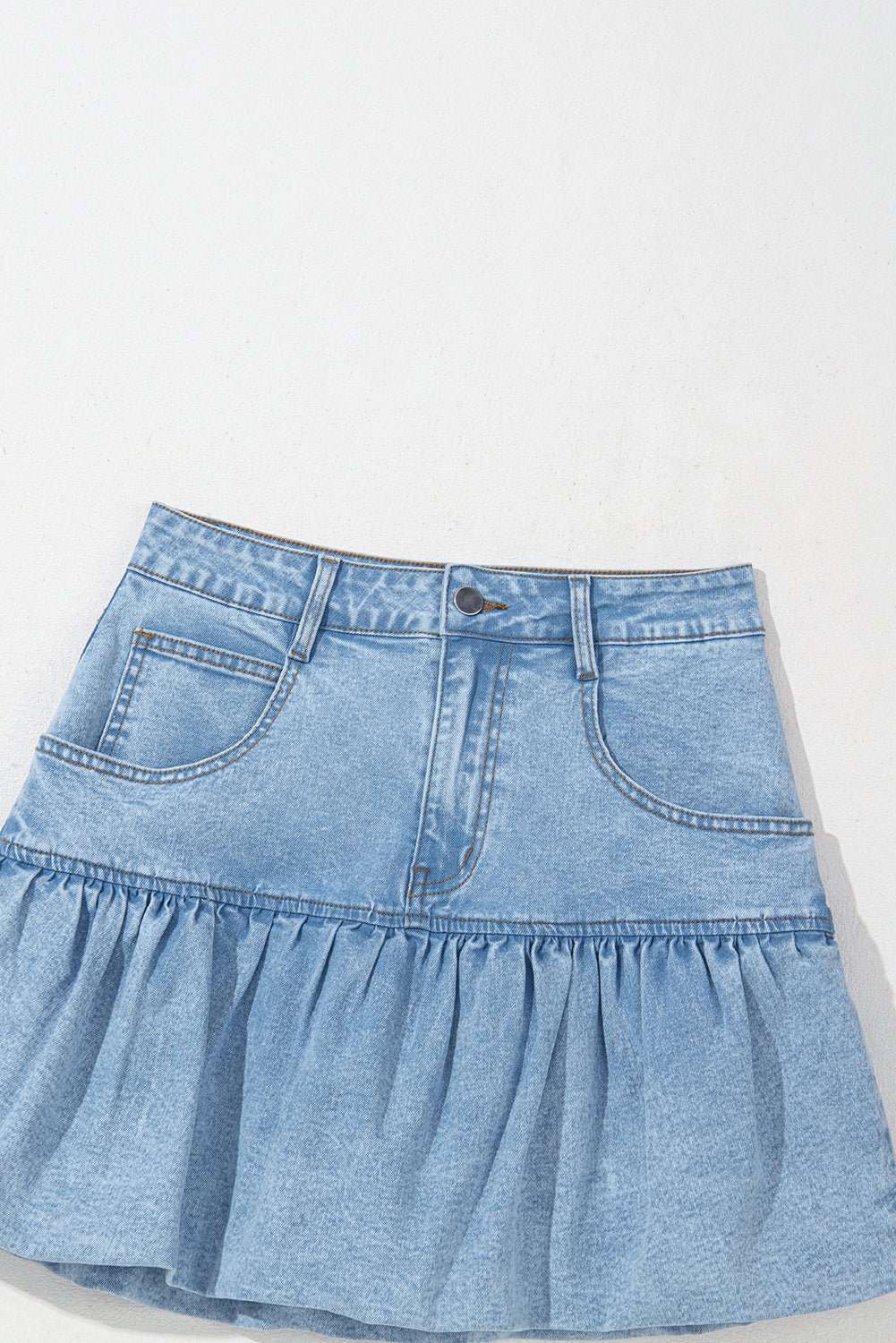 Myosotis Bubble Hem Denim Mini Skirt - MAD RUFFI