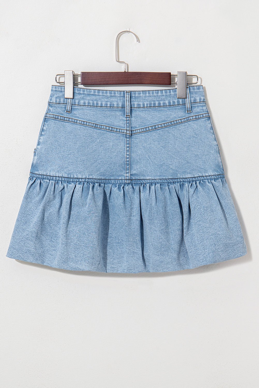 Myosotis Bubble Hem Denim Mini Skirt - MAD RUFFI