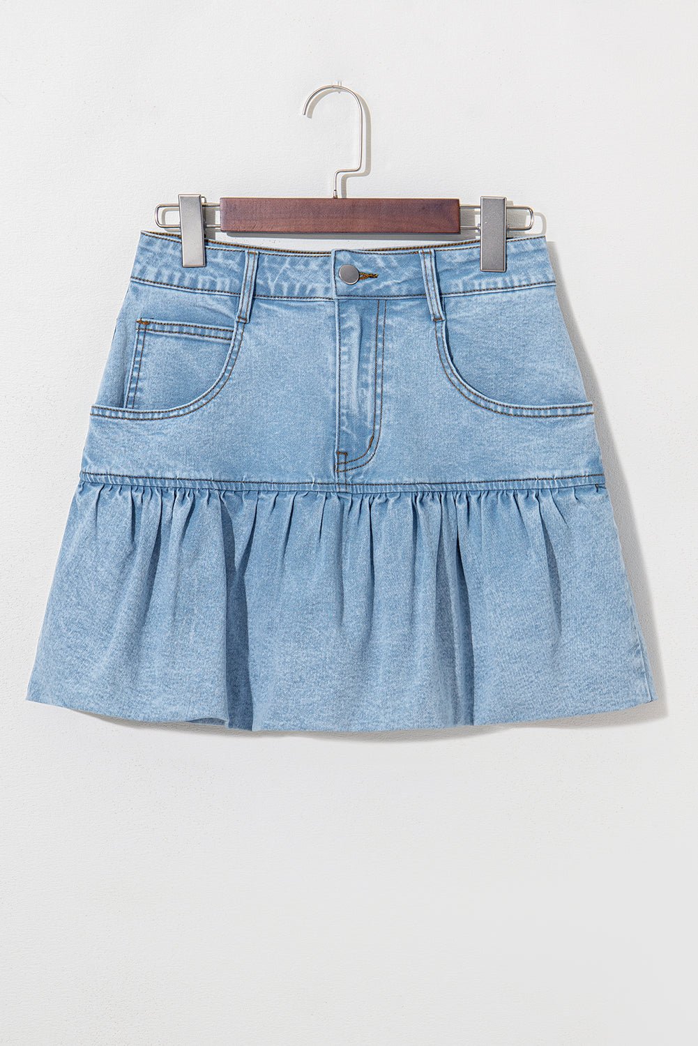Myosotis Bubble Hem Denim Mini Skirt - MAD RUFFI