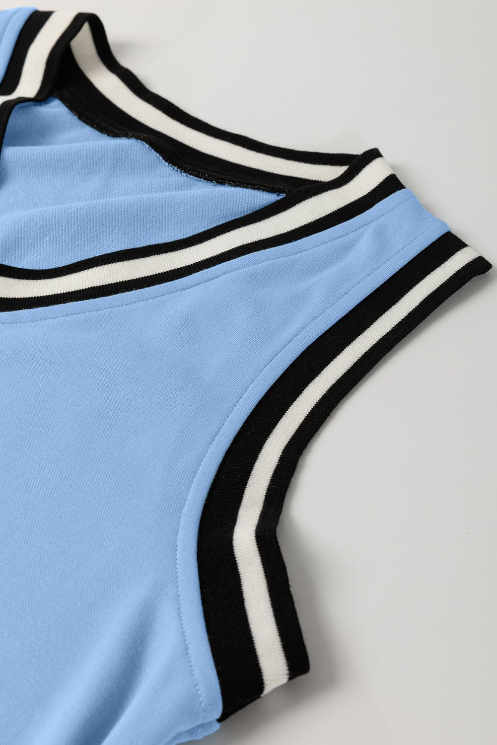 Myosotis Contrast Trim V Neck Sleeveless Mini Dress - MAD RUFFI