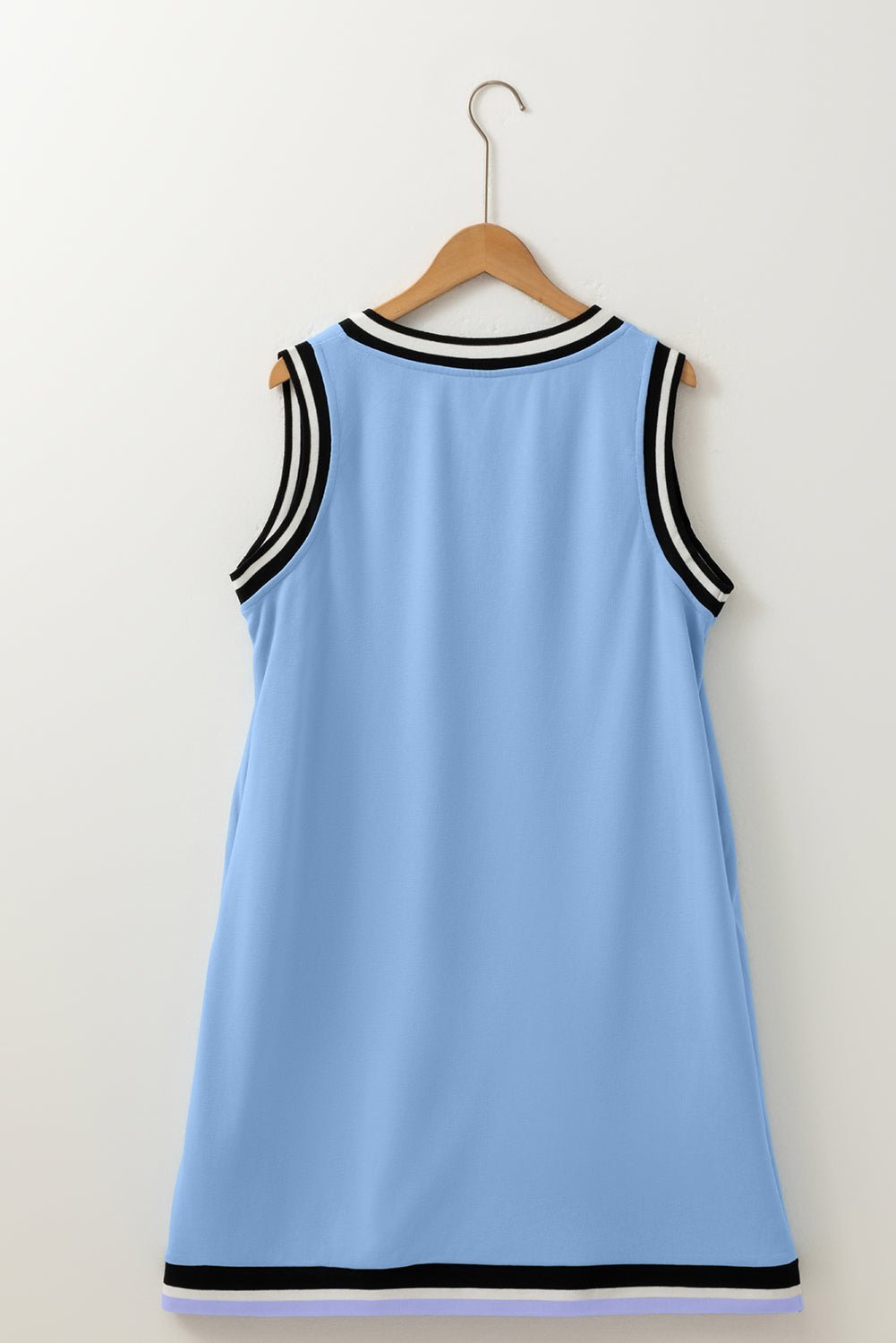 Myosotis Contrast Trim V Neck Sleeveless Mini Dress - MAD RUFFI